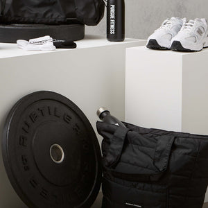 pursue fitness gym display with products on white display boxes
