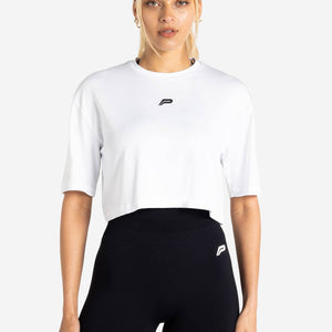 BreathEasy® Crop T-Shirt / White Pursue Fitness 1