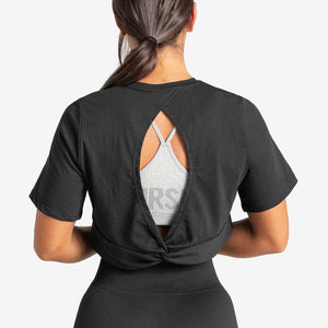Knot Back Crop T-Shirt / Black Pursue Fitness 2