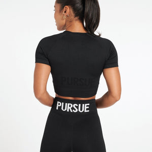 Lounge Seamless Crop T-Shirt / Black Pursue Fitness 2