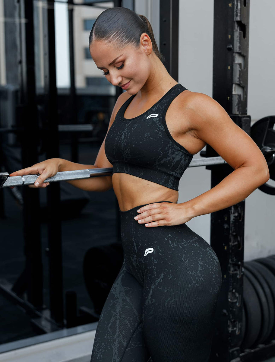 Black Cracked Marble Sports Bra main image 1