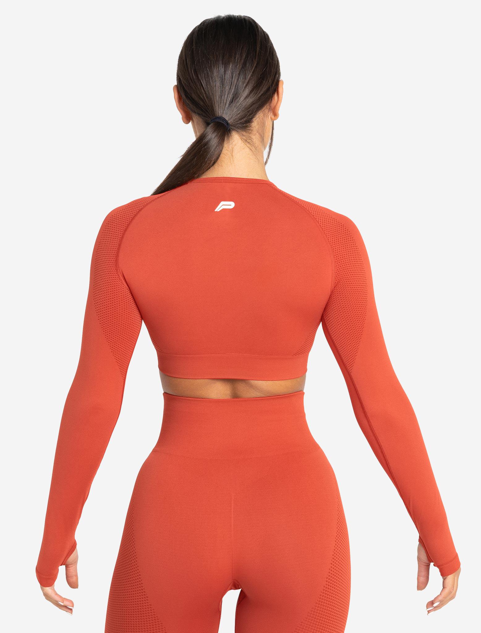 Move Seamless Long Sleeve Crop Top / Burnt Red Pursue Fitness 2