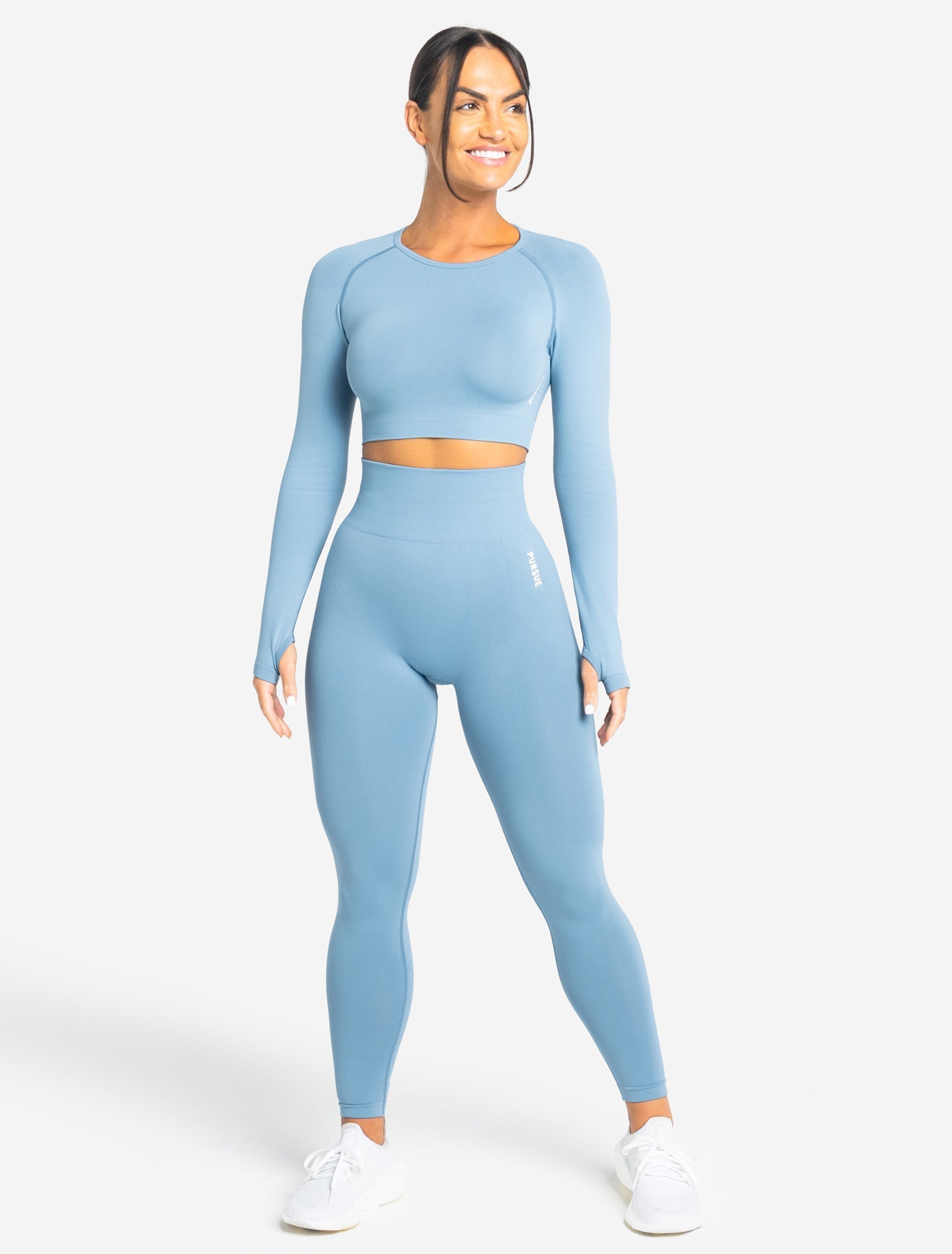 Move Seamless Long Sleeve Crop Top / Sky Blue Pursue Fitness 2