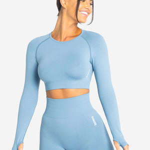 Move Seamless Long Sleeve Crop Top / Sky Blue Pursue Fitness 1