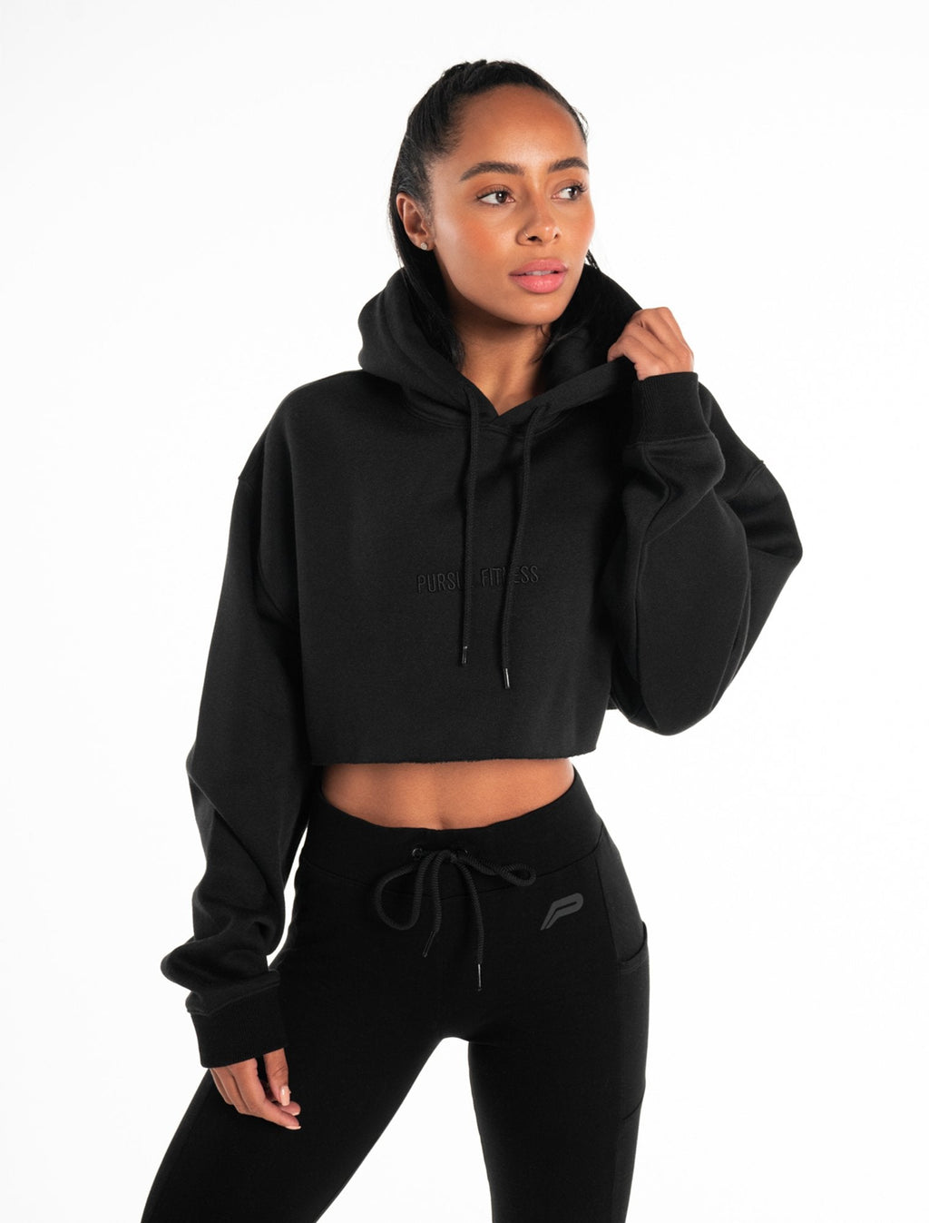 Black Oversized Crop Hoodie Pursue Fitness black-oversized-crop-hoodie-pursue-fitness