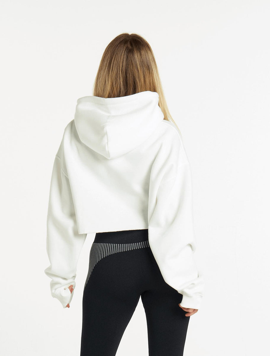 Oversized Crop Hoodie White Pursue Fitness - Main Image