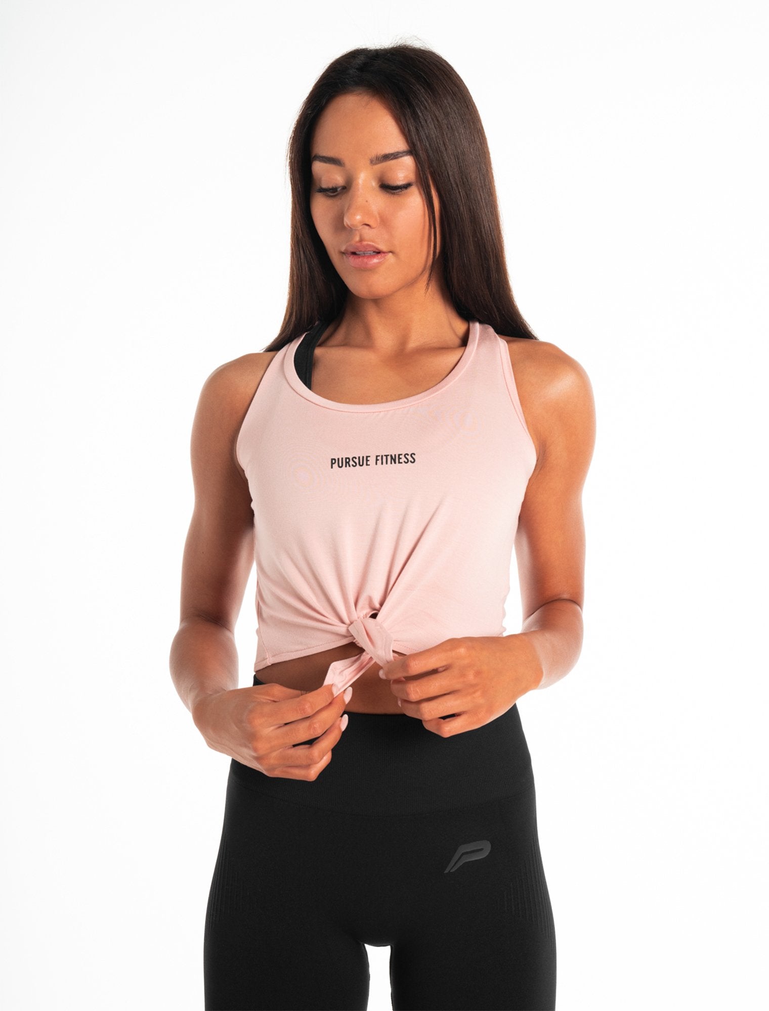 Tied Cropped Tank / Light Pink Pursue Fitness 1