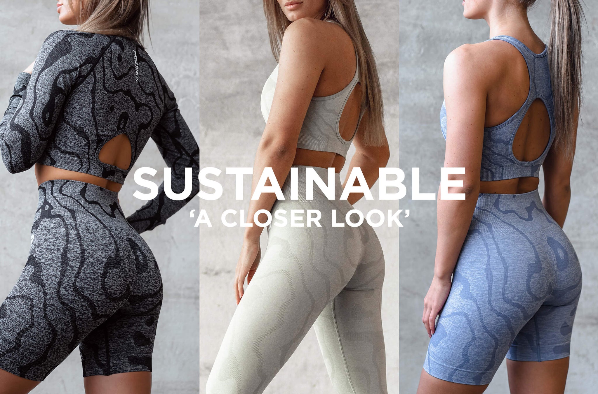 Black, Sage Green & Blue coloured Sustainable Seamless Gym wear for Women
