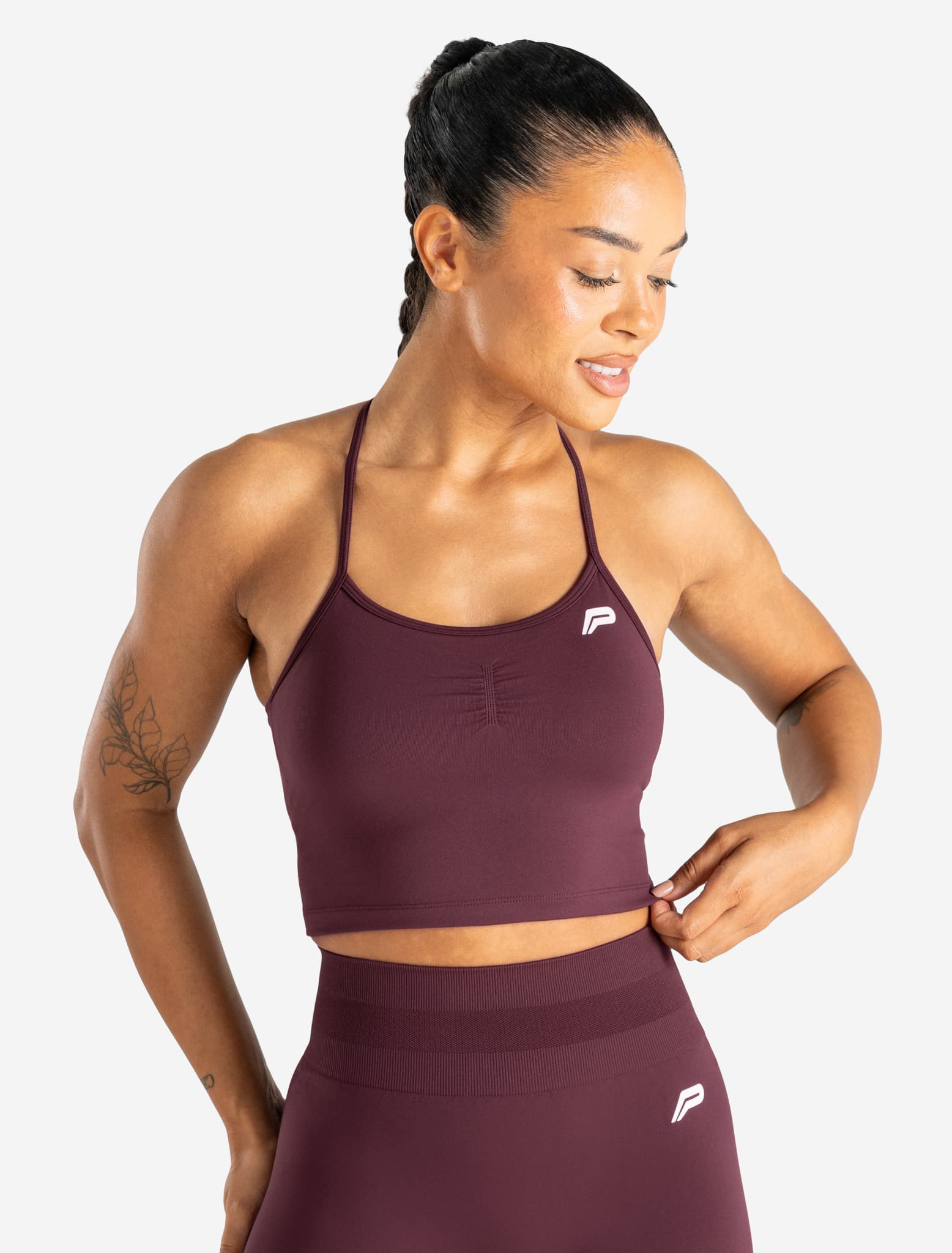 Scrunch Seamless Crop Tank with Built-in Bra | Midnight Mulberry ...