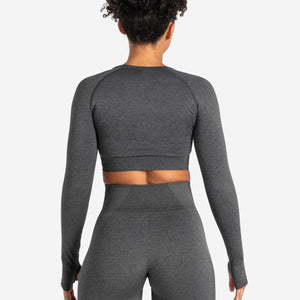 ADAPT 2.0 Seamless Crop Top - Charcoal Pursue Fitness 2