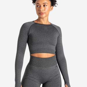 ADAPT 2.0 Seamless Crop Top - Charcoal Pursue Fitness 1