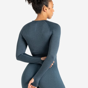 ADAPT 2.0 Seamless Crop Top - Petrol Blue Pursue Fitness 2