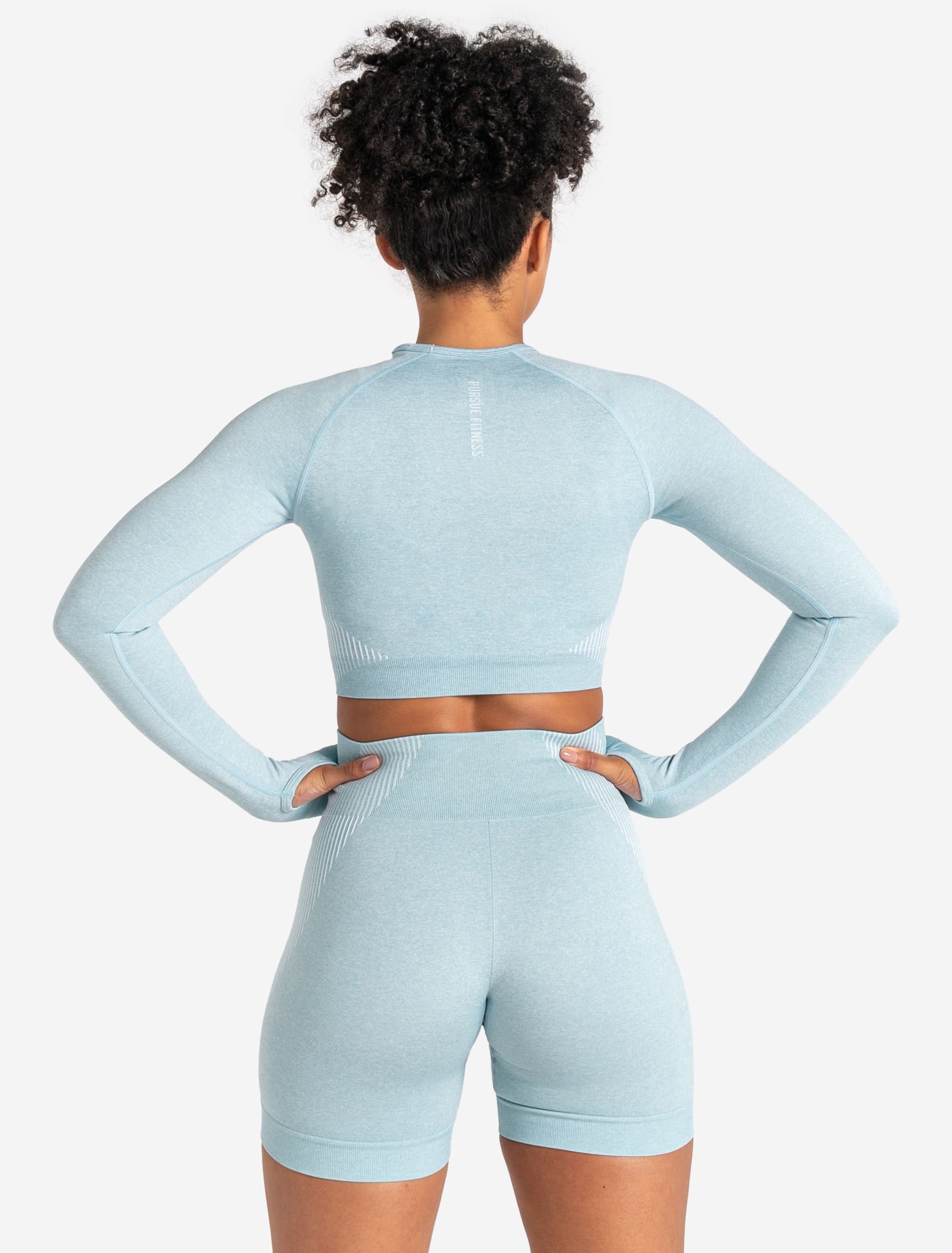 ADAPT 2.0 Seamless Crop Top - Sky Blue Pursue Fitness 2