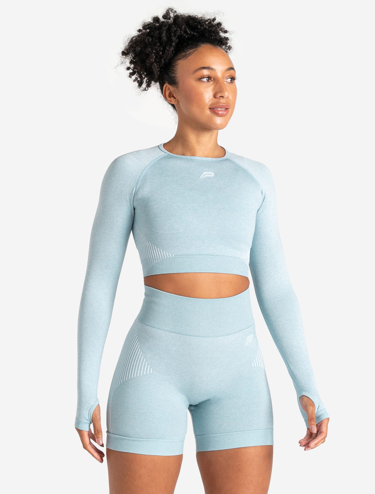 ADAPT 2.0 Seamless Crop Top - Sky Blue Pursue Fitness 1