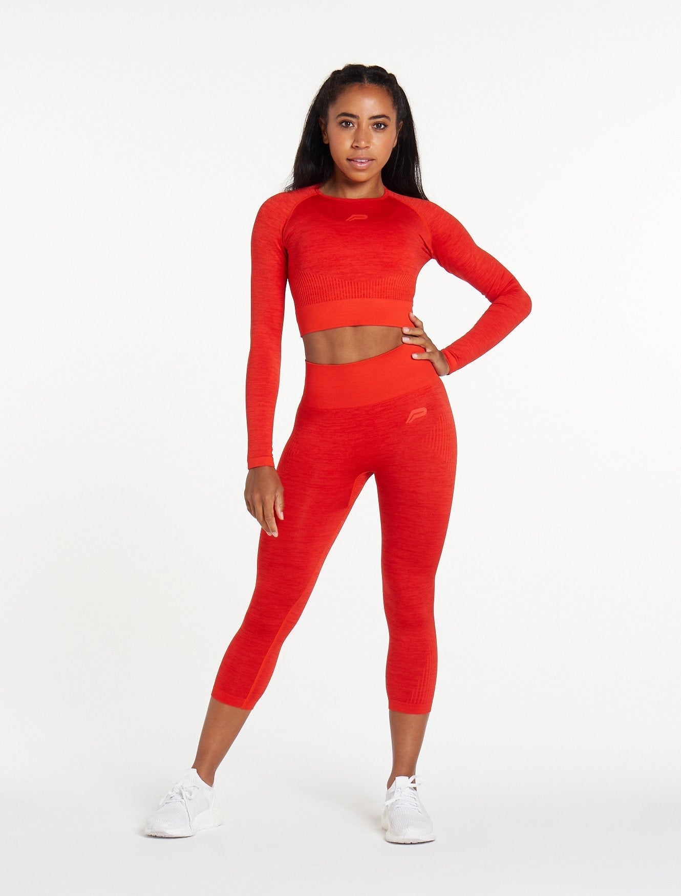 ADAPT Seamless Long Sleeve Crop Top / Red Pursue Fitness 2