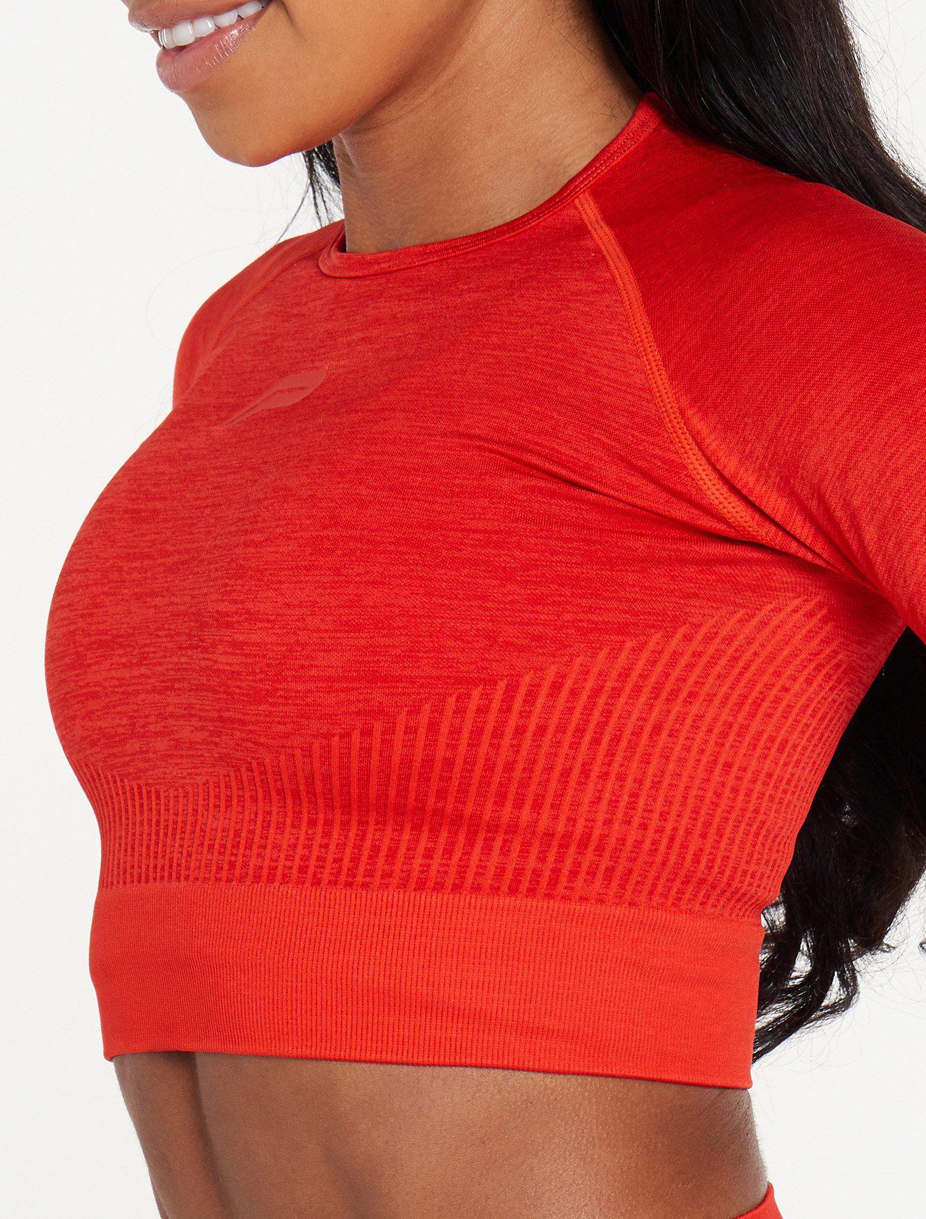 ADAPT Seamless Long Sleeve Crop Top / Red Pursue Fitness 3