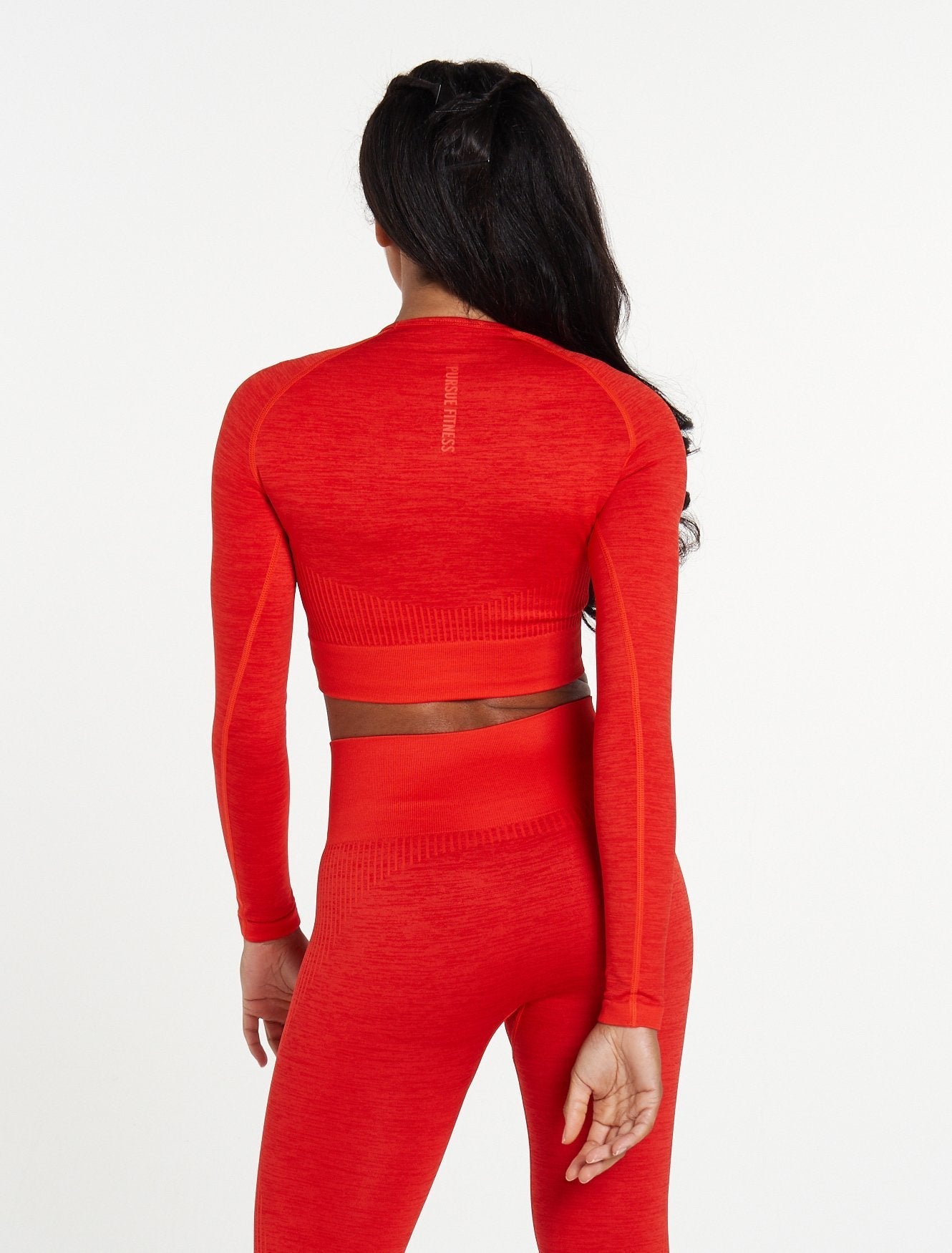 ADAPT Seamless Long Sleeve Crop Top / Red Pursue Fitness 5