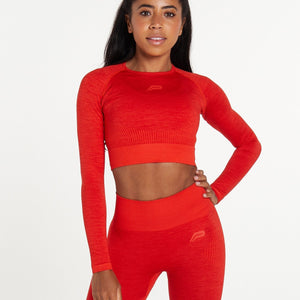 ADAPT Seamless Long Sleeve Crop Top / Red Pursue Fitness 1