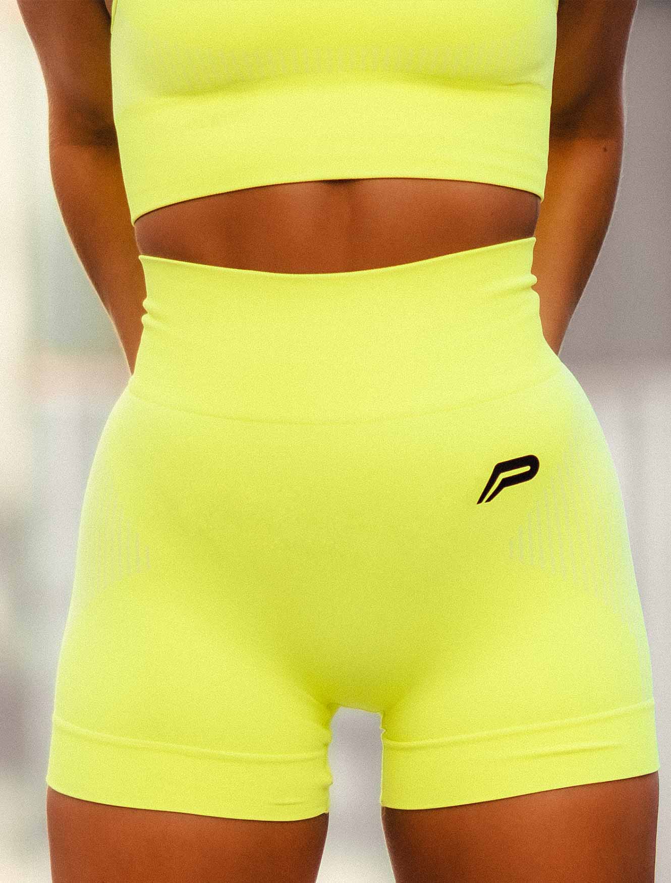 ADAPT Seamless Short Length Shorts | Volt Yellow | Women's Gym Shorts â Pursue Fitness