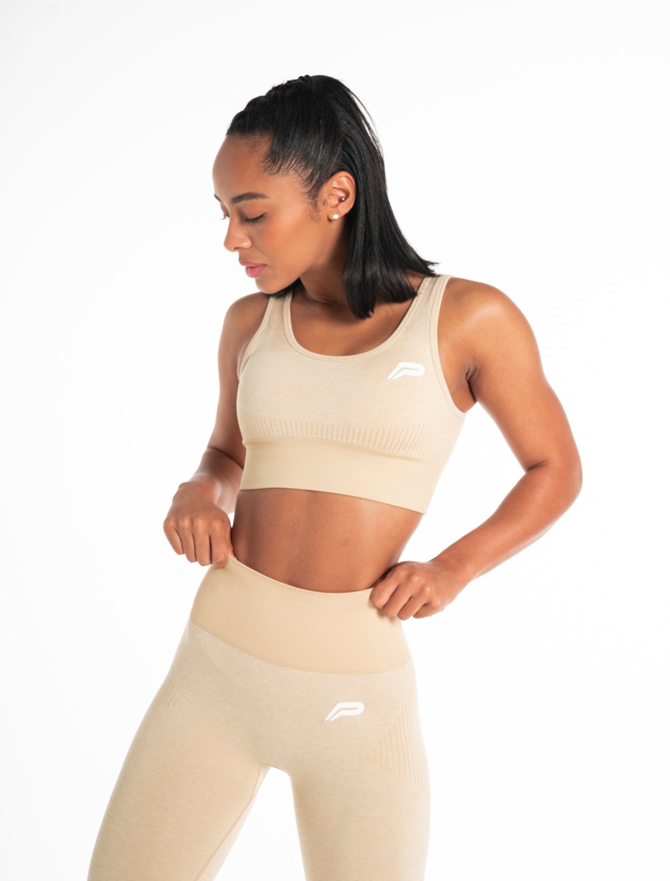 ADAPT Seamless Sports Bra, Marl Beige