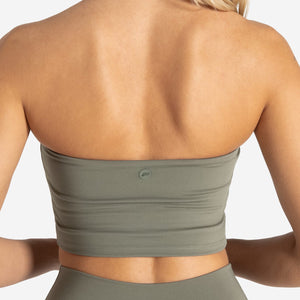 Allure Halter Built-in Bra Crop Top - Dusky Sage Pursue Fitness 3