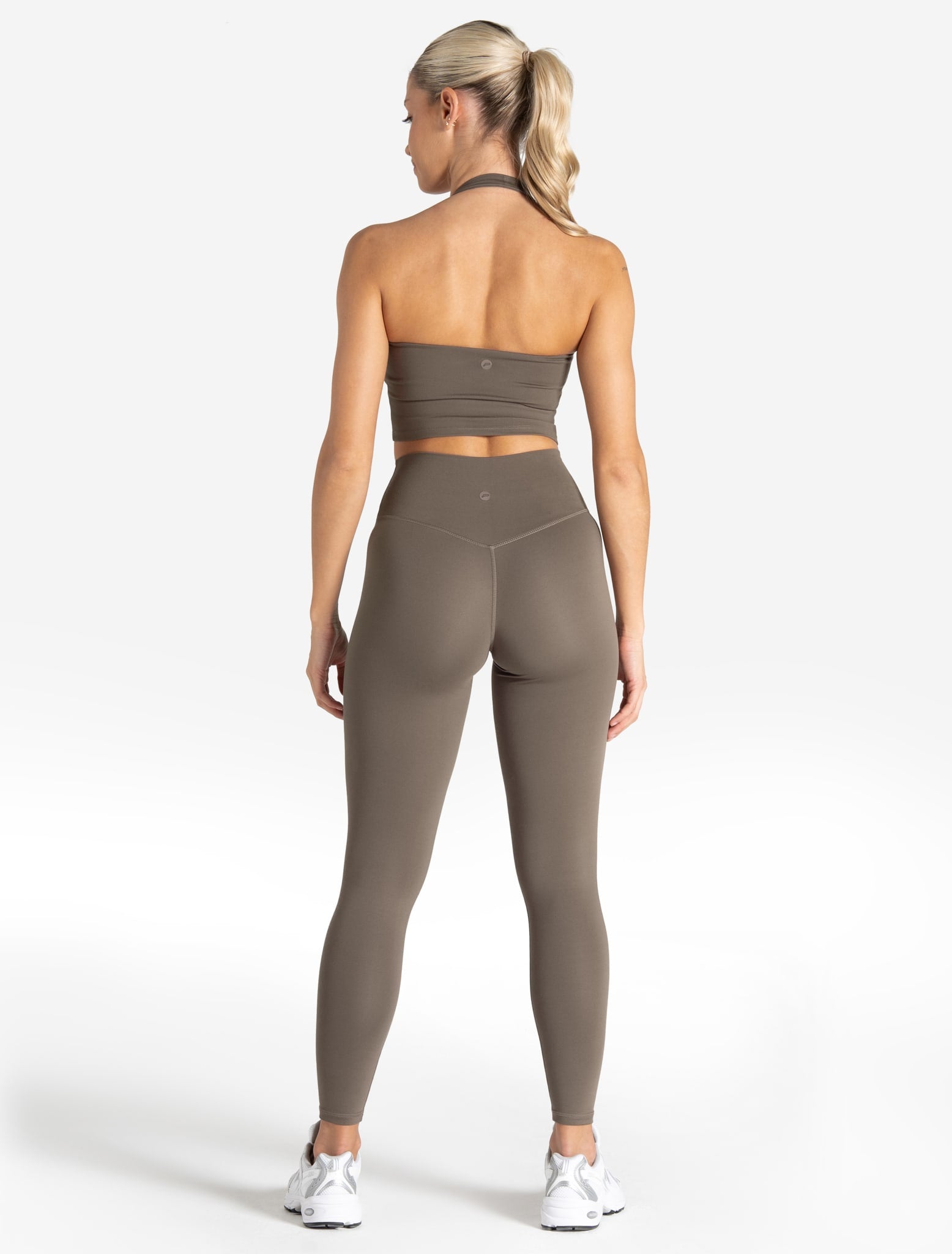 Allure Halter Built-in Bra Crop Top - Taupe Pursue Fitness 5