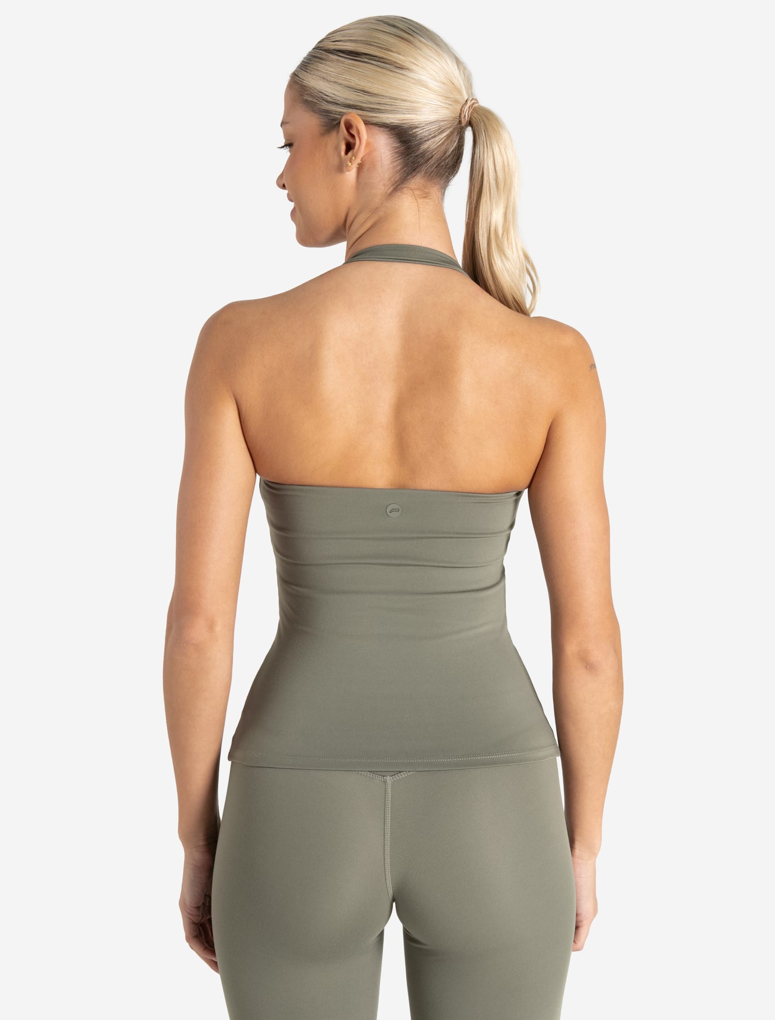 Allure Halter Built-in Bra Vest - Dusky Sage Pursue Fitness 2