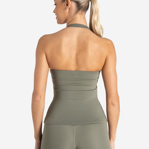 Allure Halter Built-in Bra Vest - Dusky Sage Pursue Fitness 2
