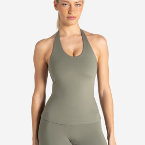 Allure Halter Built-in Bra Vest - Dusky Sage Pursue Fitness 1