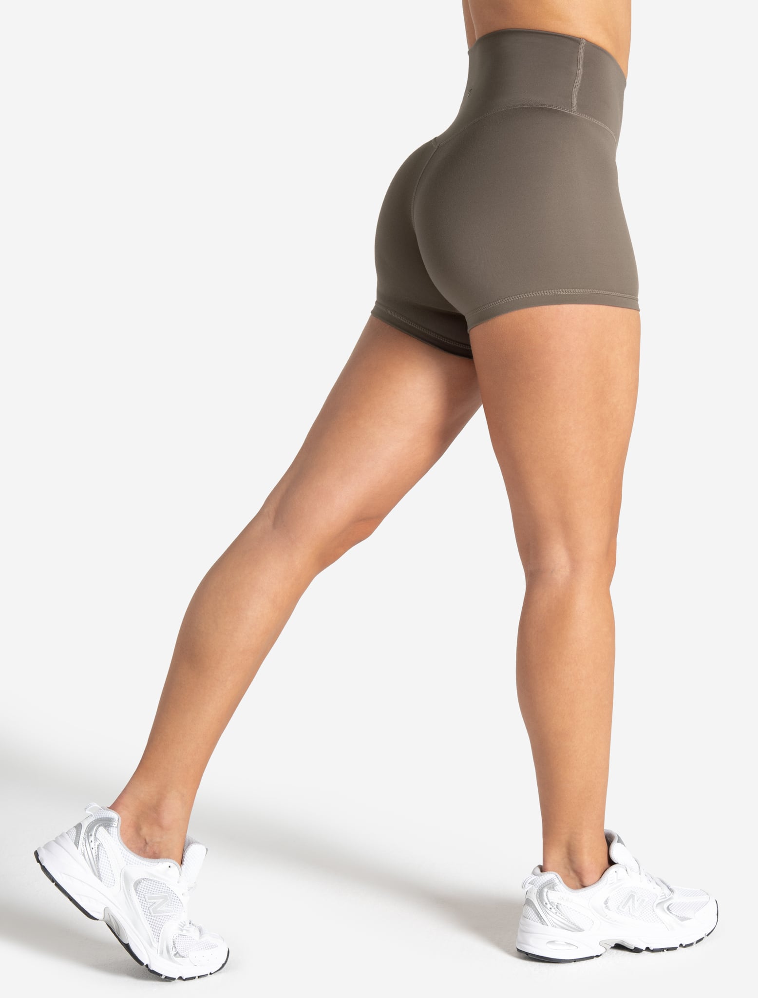 light brown little shorts on a model