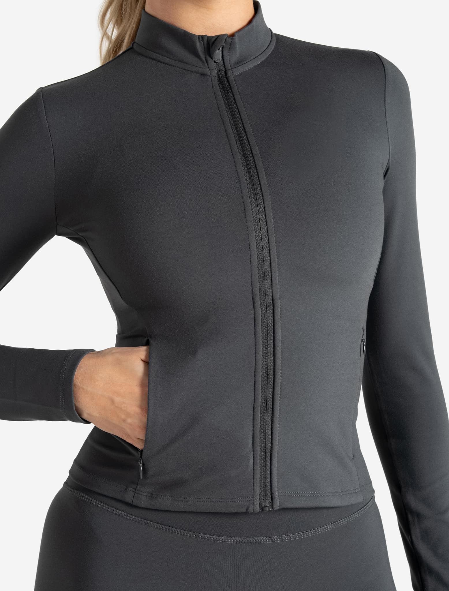 Allure Zip Jacket - Storm Grey Pursue Fitness 3