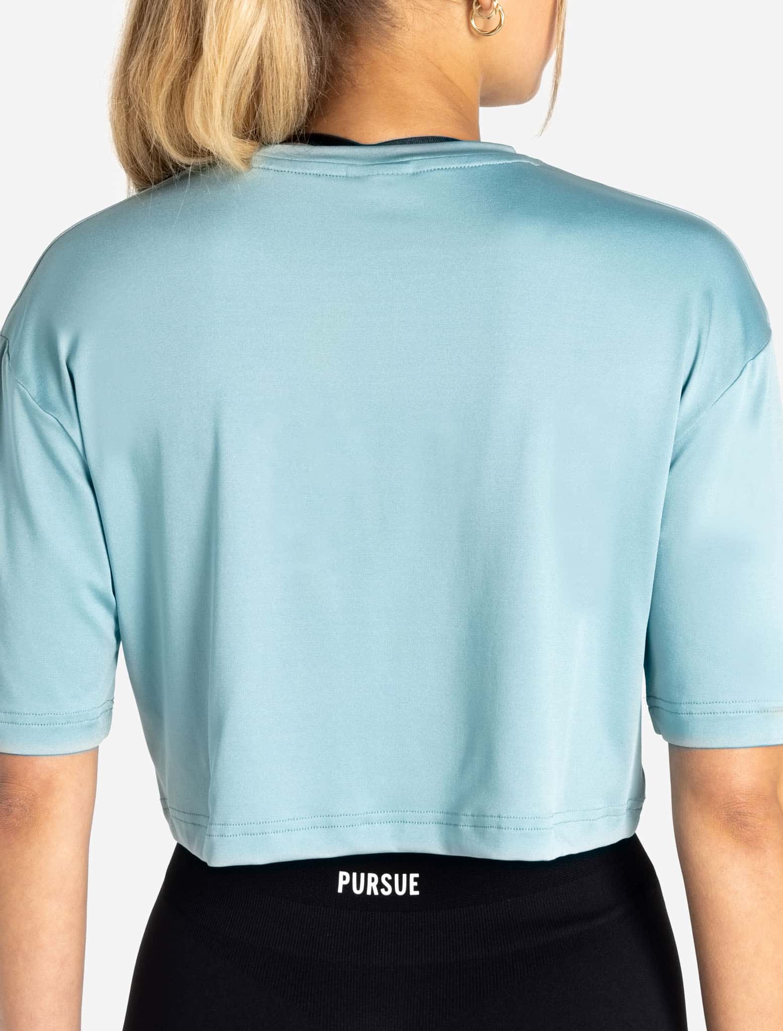 BreathEasy® Crop T-Shirt / Dusky Blue Pursue Fitness 4