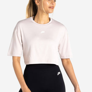 BreathEasy® Crop T-Shirt / Light Grey Pursue Fitness 1