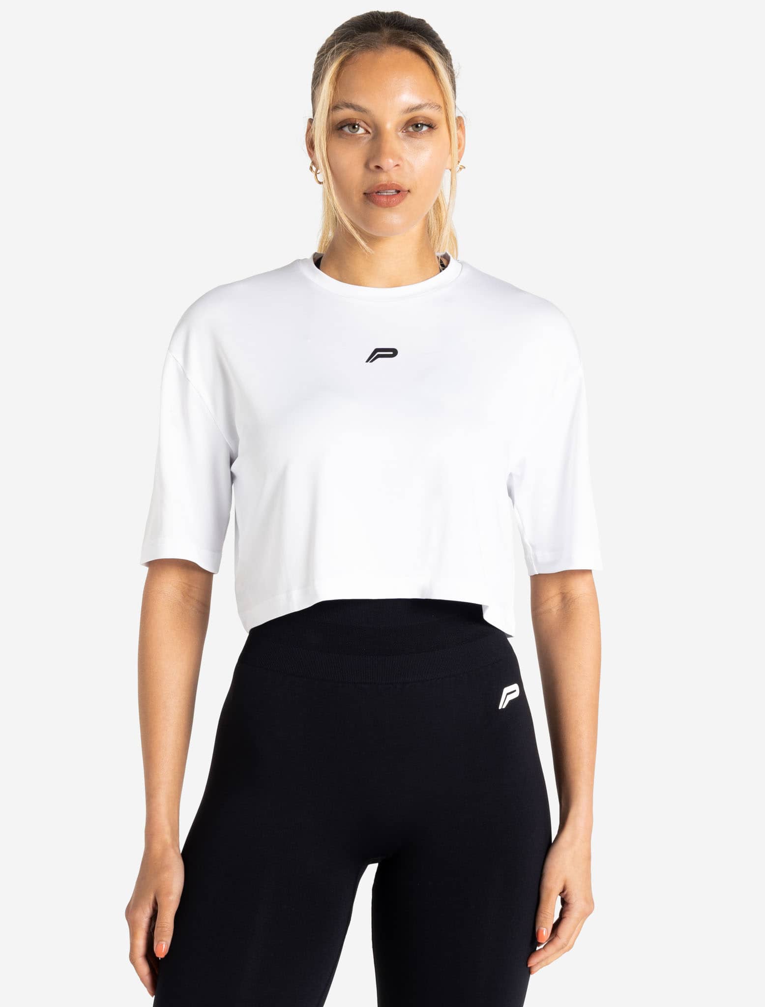 BreathEasy® Crop T-Shirt / White Pursue Fitness 1