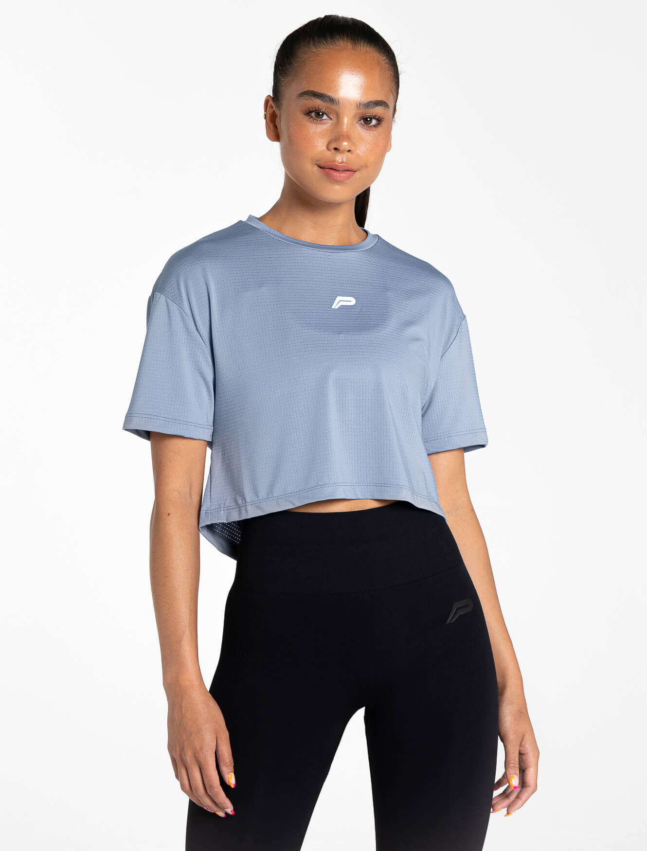 Breeze Crop T-Shirt / Dusky Blue Pursue Fitness 3