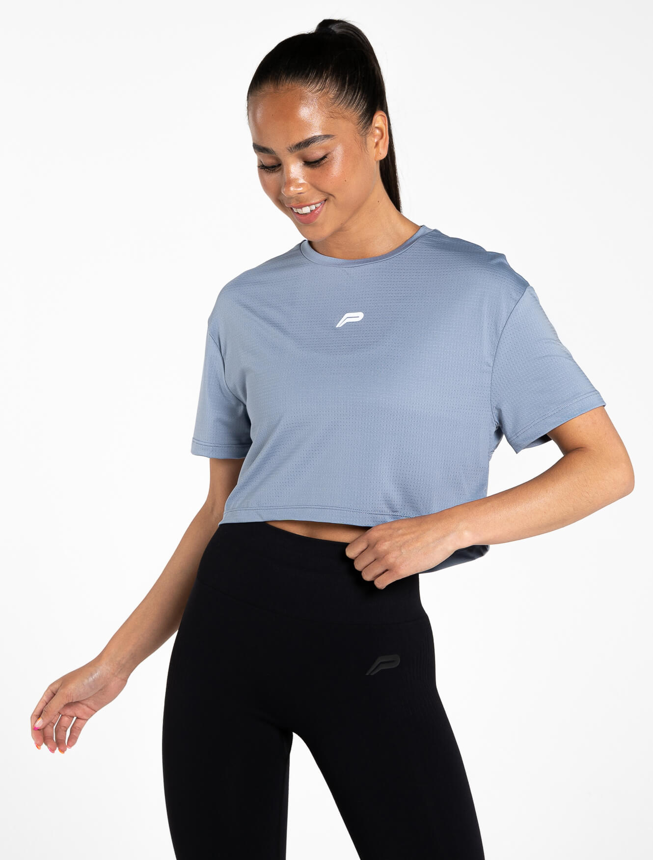 Breeze Crop T-Shirt | Dusky Blue | Pursue Fitness