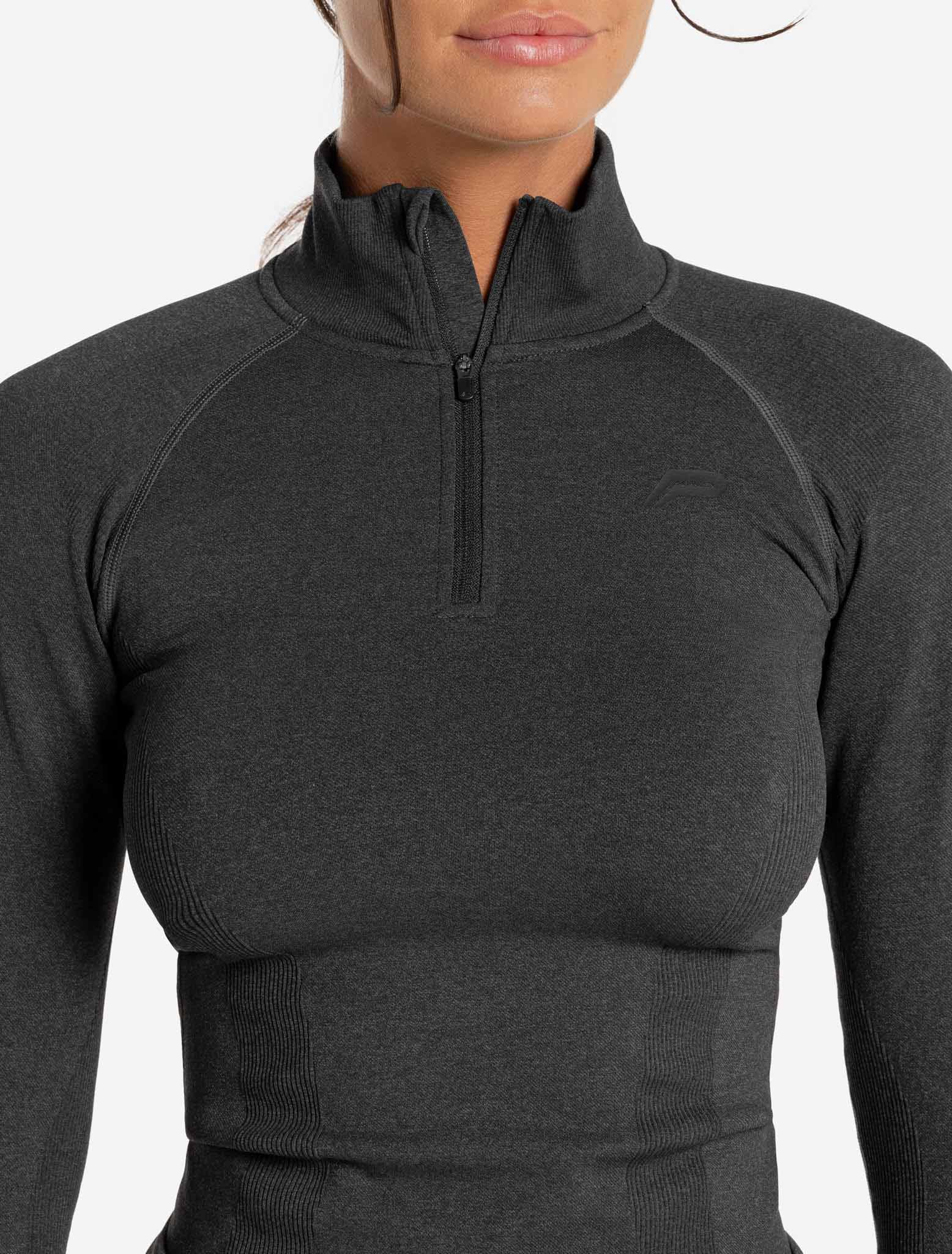 Zip Core Design Core Seamless Full-Length 1/4 Zip | Black Marl | Pursue Fitness