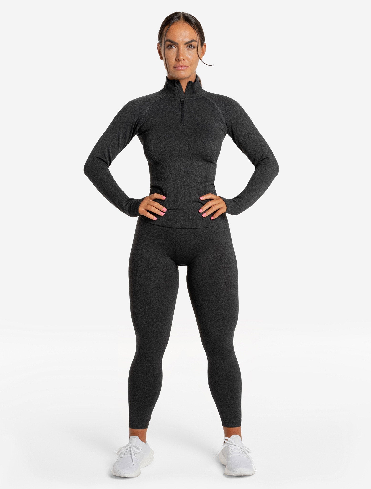 Core Seamless Full-Length 1/4 Zip, Black Marl