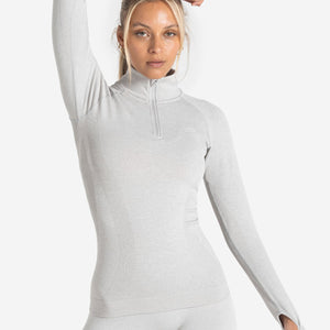 Core Seamless 1/4 Zip - Grey Marl Pursue Fitness 1