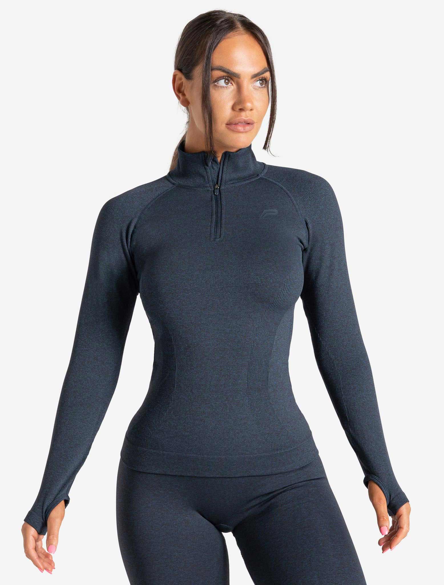 Zip Core Design Core Seamless Full-Length 1/4 Zip | Navy Marl | Pursue Fitness
