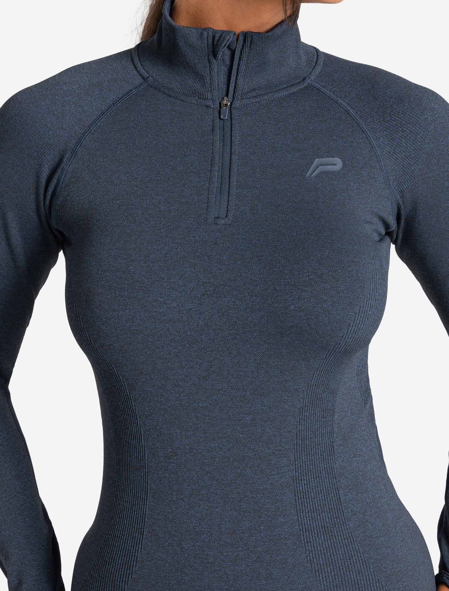 Zip Core Design Core Seamless Full-Length 1/4 Zip | Navy Marl | Pursue Fitness
