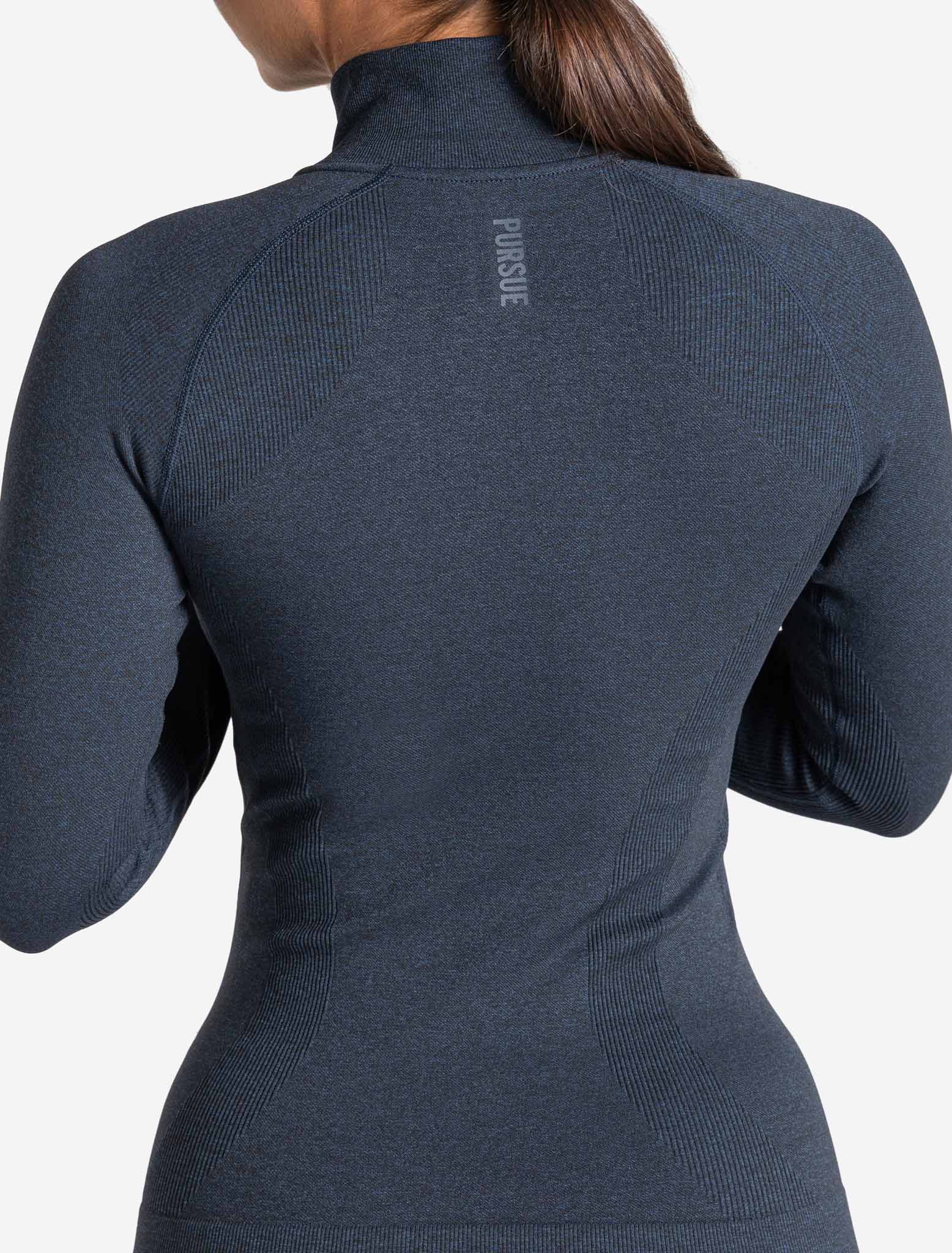 Zip Core Design Core Seamless Full-Length 1/4 Zip | Navy Marl | Pursue Fitness