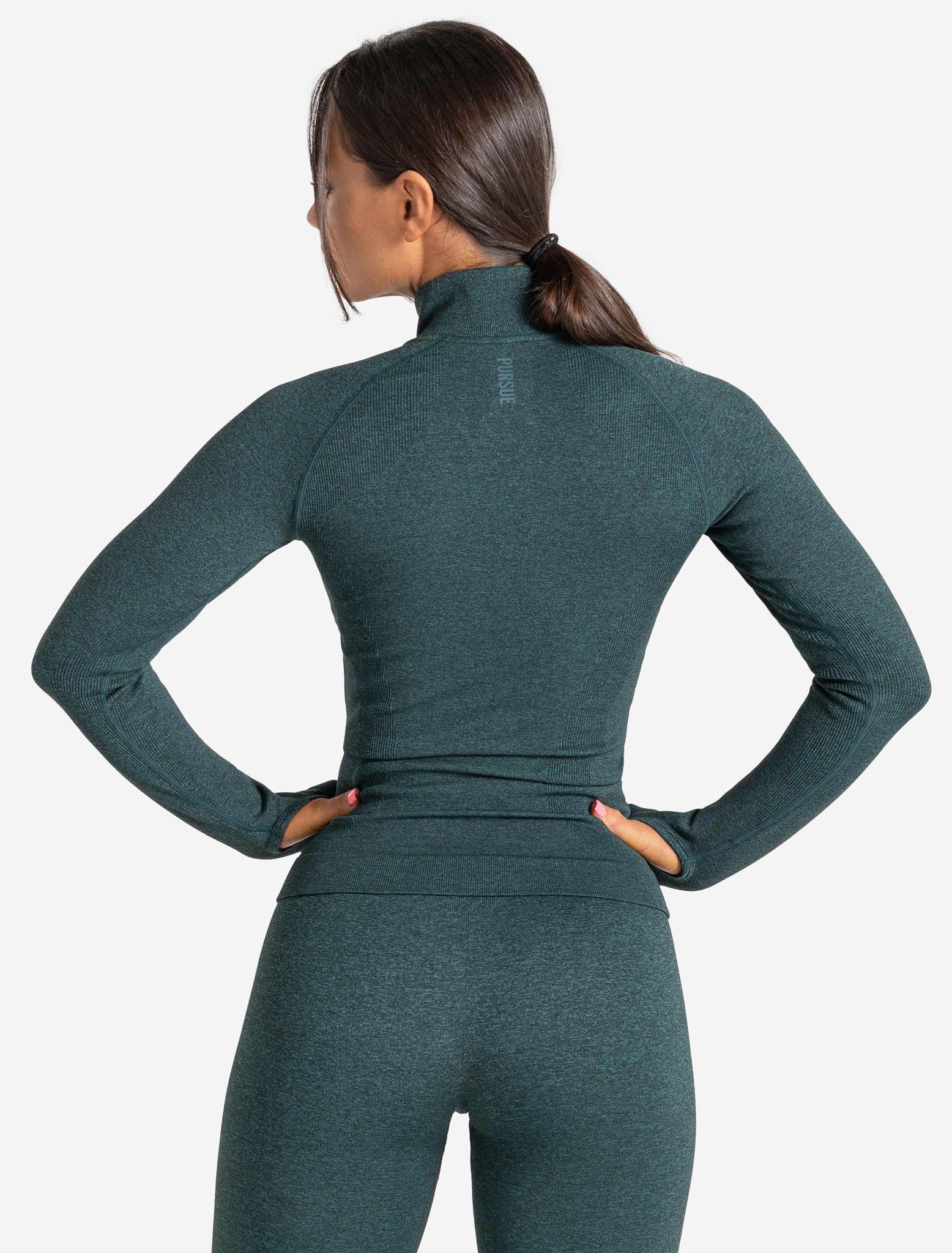 Core Seamless Full-Length 1/4 Zip, Teal Marl