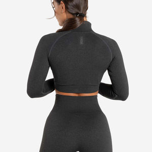 Core Seamless Crop ½ Zip / Black Marl Pursue Fitness 2