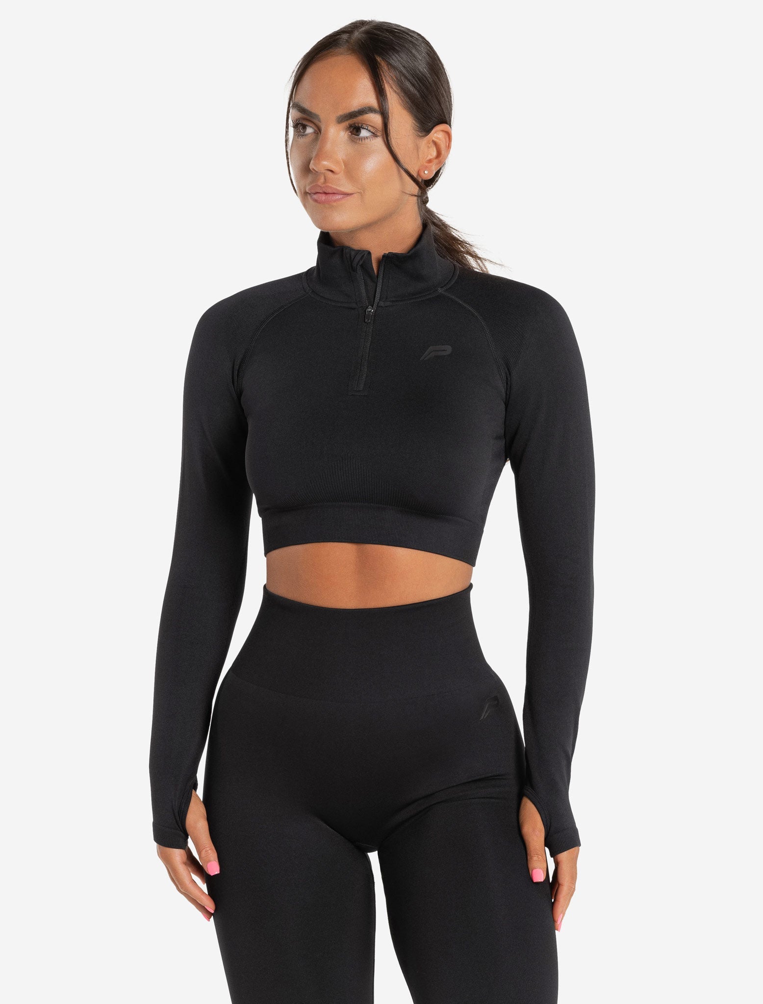 Core Seamless Crop ½ Zip / Blackout Pursue Fitness 1