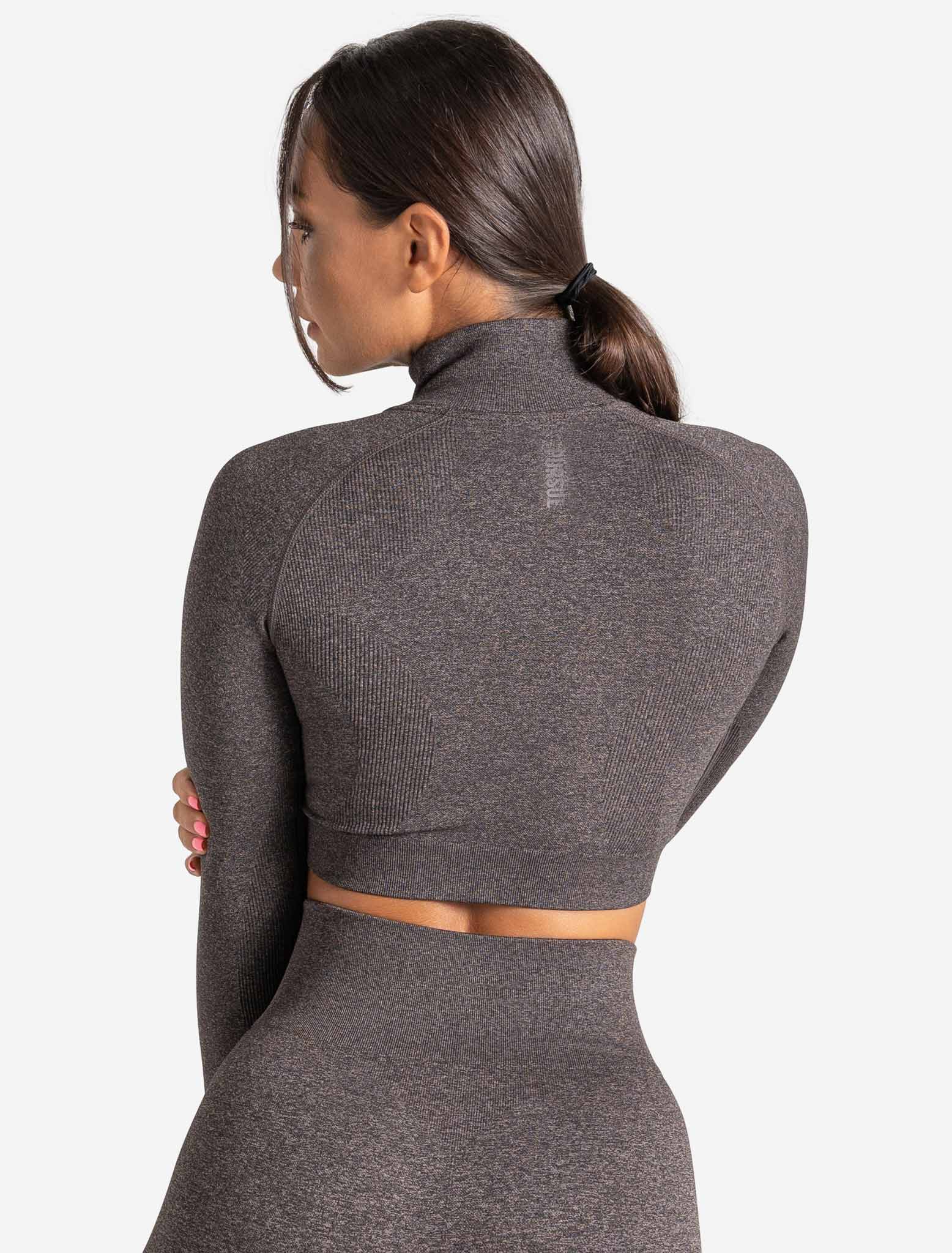 Core Seamless Crop ½ Zip / Brown Marl Pursue Fitness 2