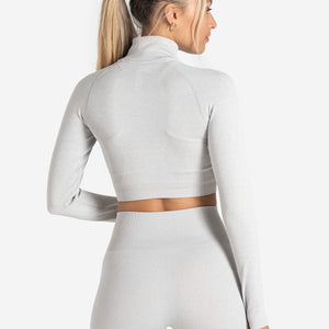 Core Seamless Crop 1/2 Zip - Grey Marl Pursue Fitness 2