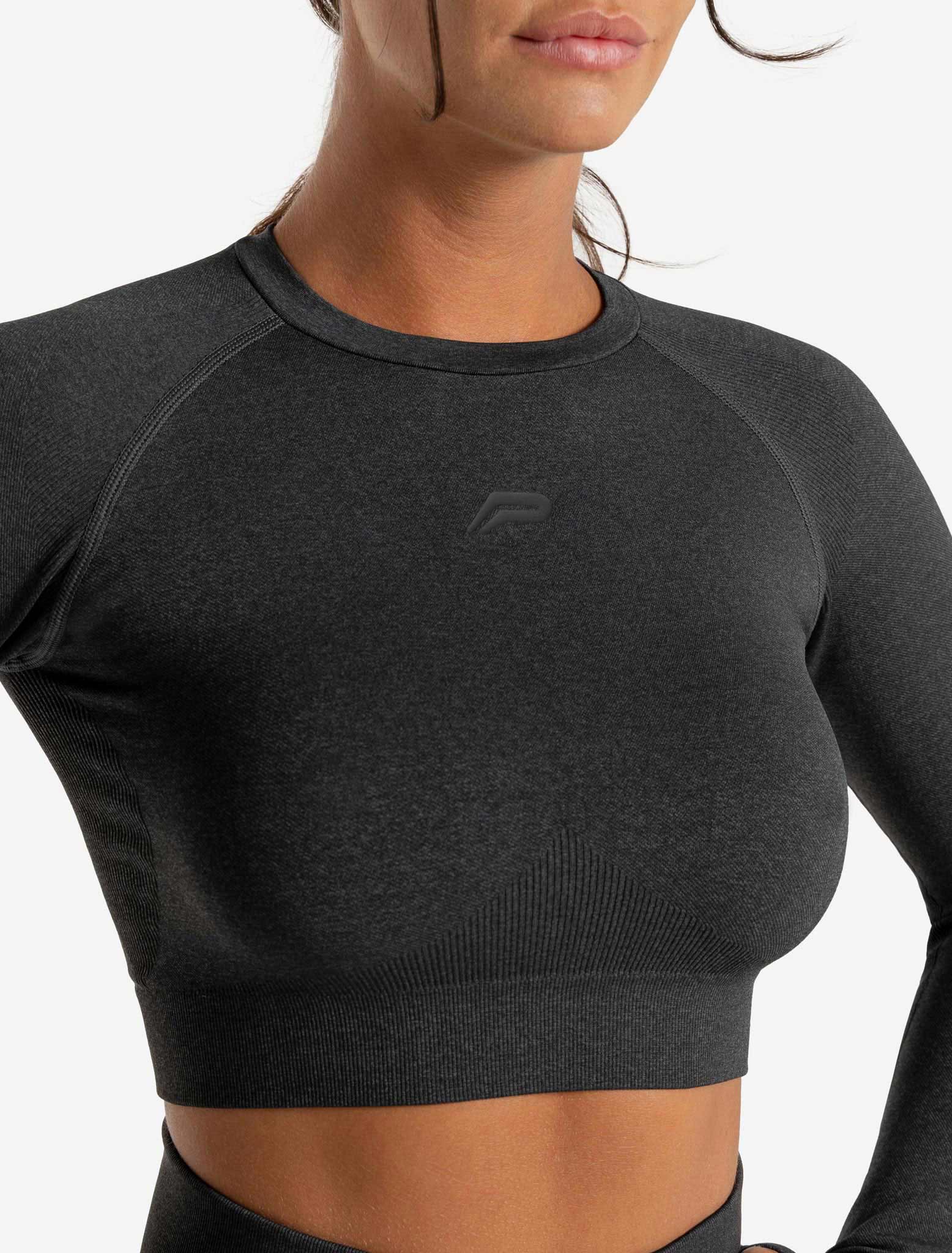 Gymshark Vital Seamless 2.0 Light Long Sleeve Top - Black Marl