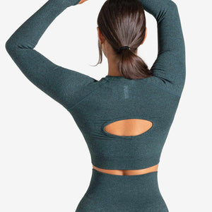 Gymshark Adapt Ombre Seamless Long Sleeve Crop Top - Light Grey Marl/Pink