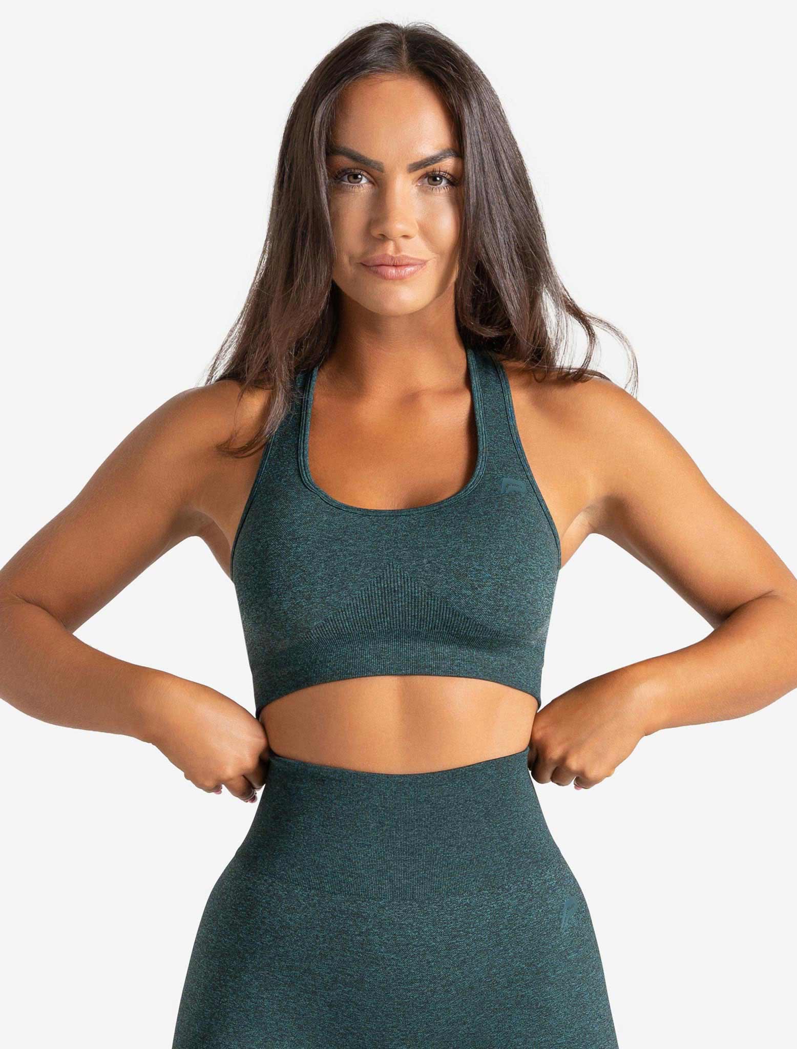 Core Seamless Sports Bra, Teal Marl